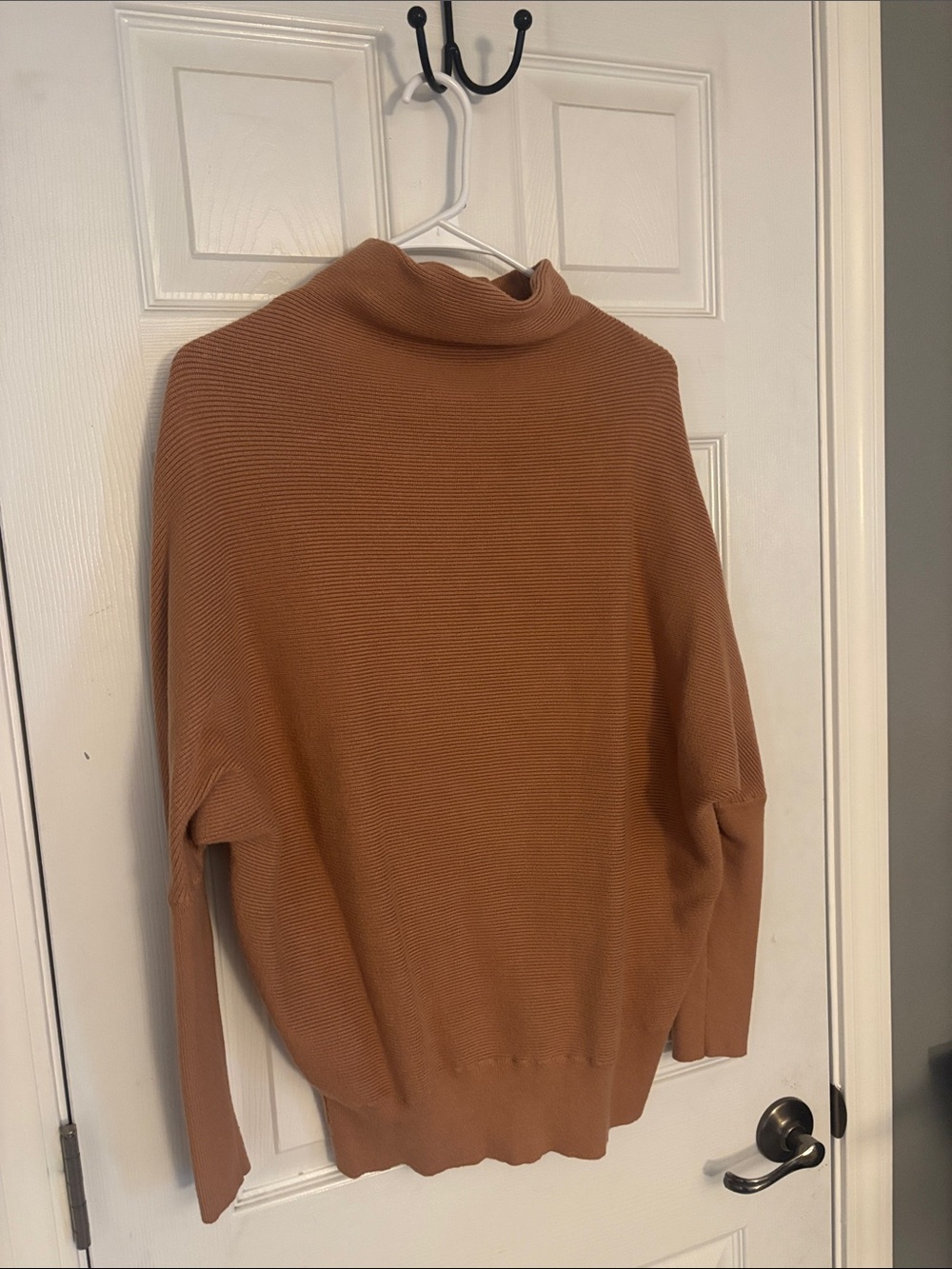 Bluivy Ribbed Turtleneck Sweater in Camel Brown